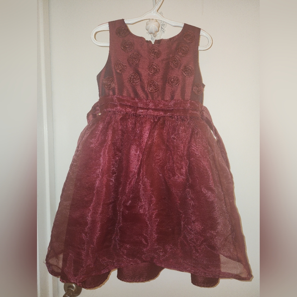 Girls Cherokee size 5 Dress Embellished flowers party holiday Christmas